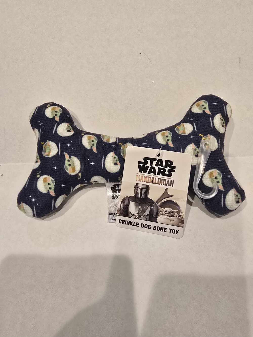 Star Wars The Mandalorian Grogu Navy Crinkle Bone Dog Toy